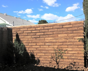 A private residence adobe block wall in Historic Cottonwood Arizona